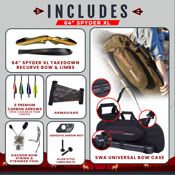 64" Spyder XL Takedown Recurve Bow Ready 2 Shoot Ready 2 Shoot