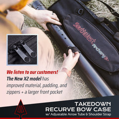 Toparchery Waterproof Takedown Recurve Bow Case Bag With Arrow Holder & Large Pouch